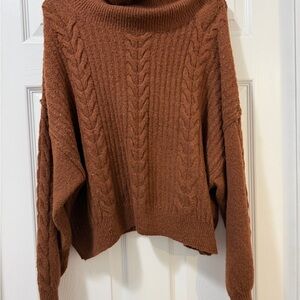 Wild Fable Rust Cable Knit Turtleneck Sweater